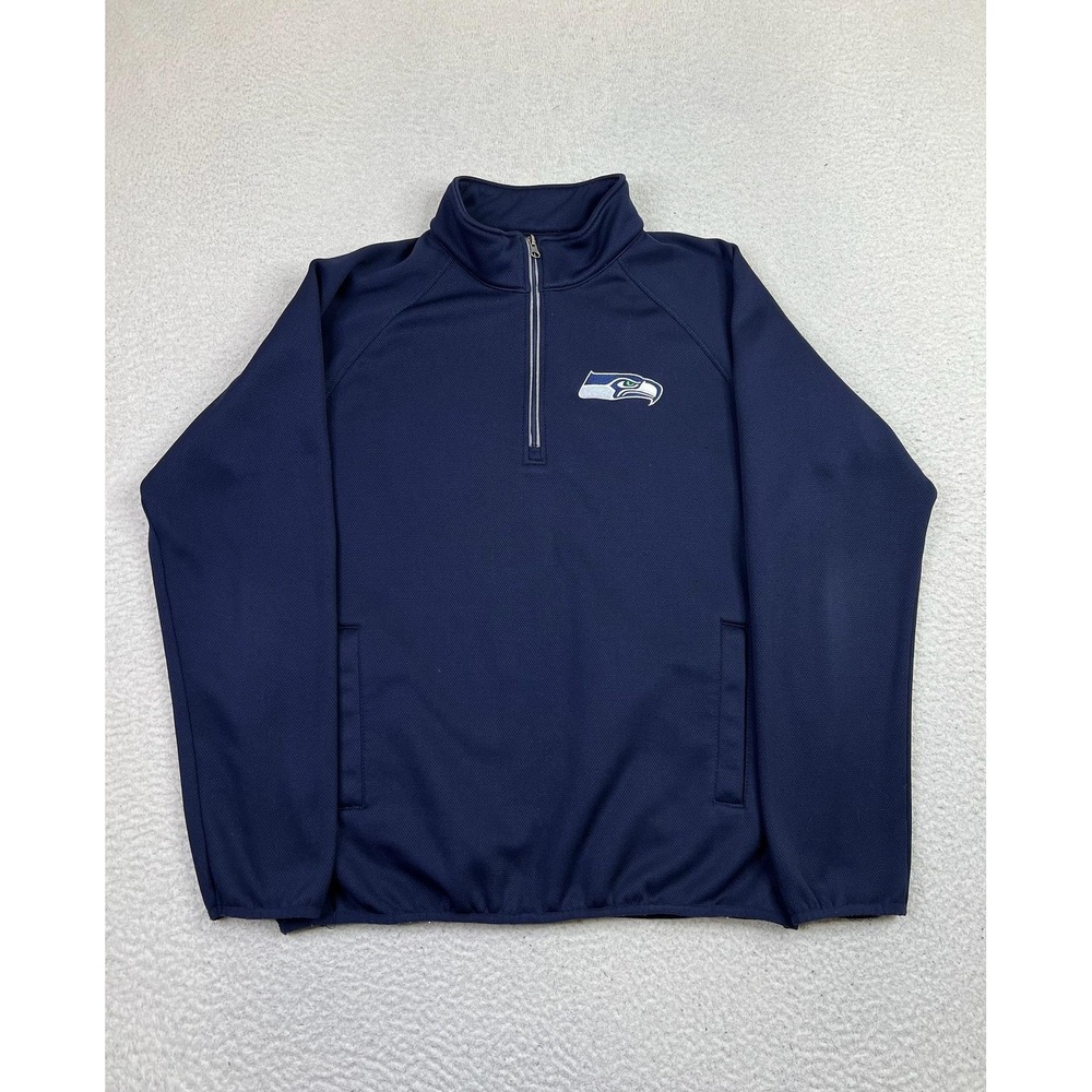Seattle‎ Seahawks Sweatshirt Mens Medium Blue NFL Football NFL 1/4 Zip Pullover